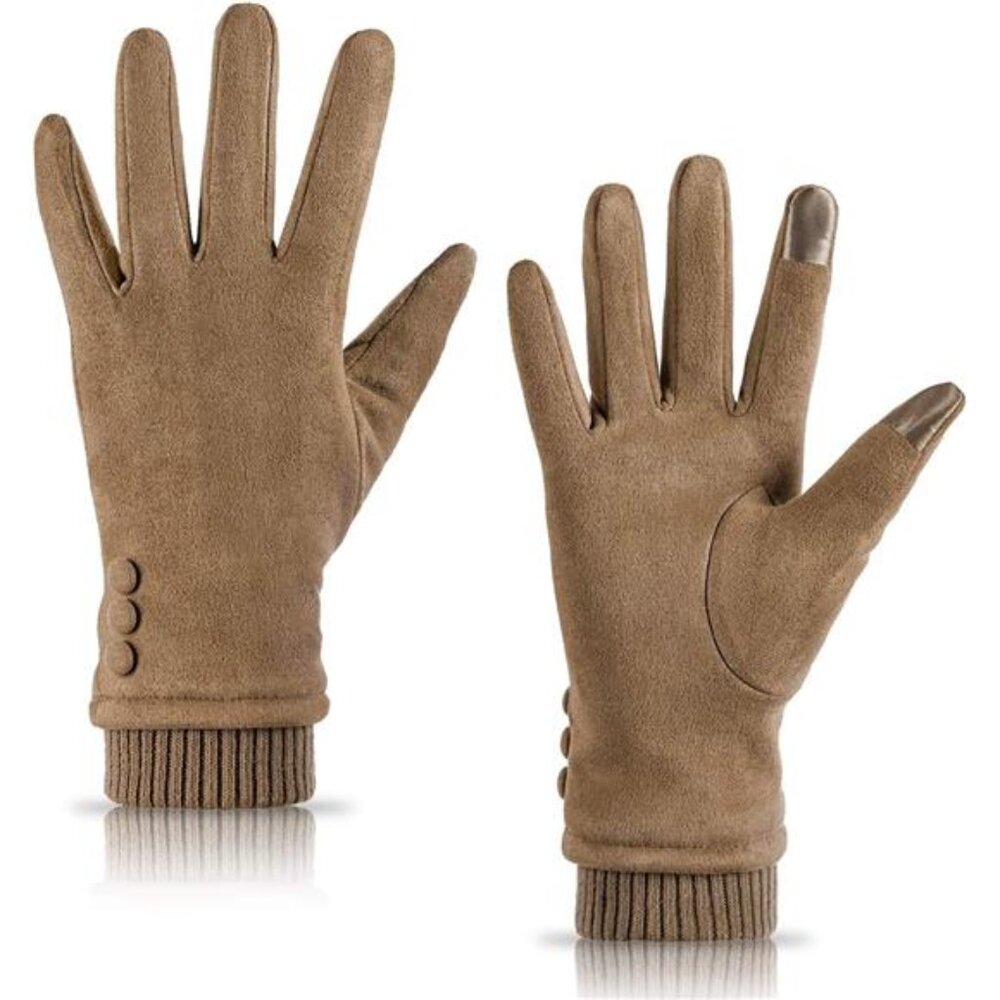 Womens Winter Touchscreen Gloves Fleece Lined Windproof Warm Phone Suede Thick